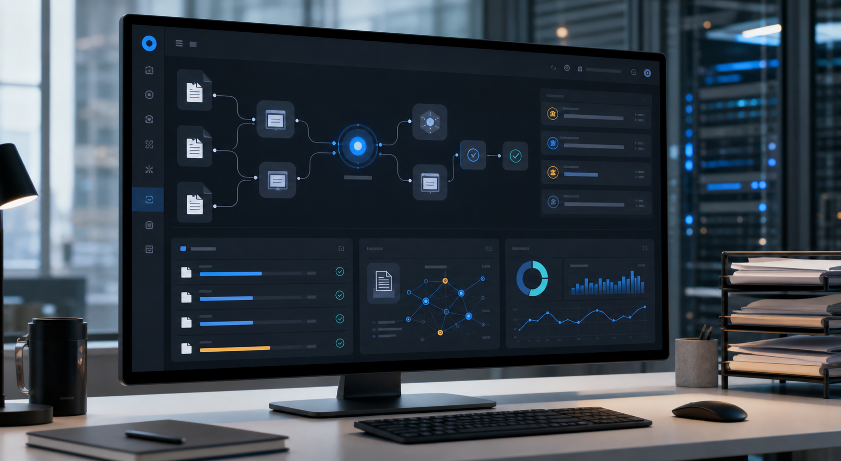 AI automation dashboard for document workflows, analytics and decision support